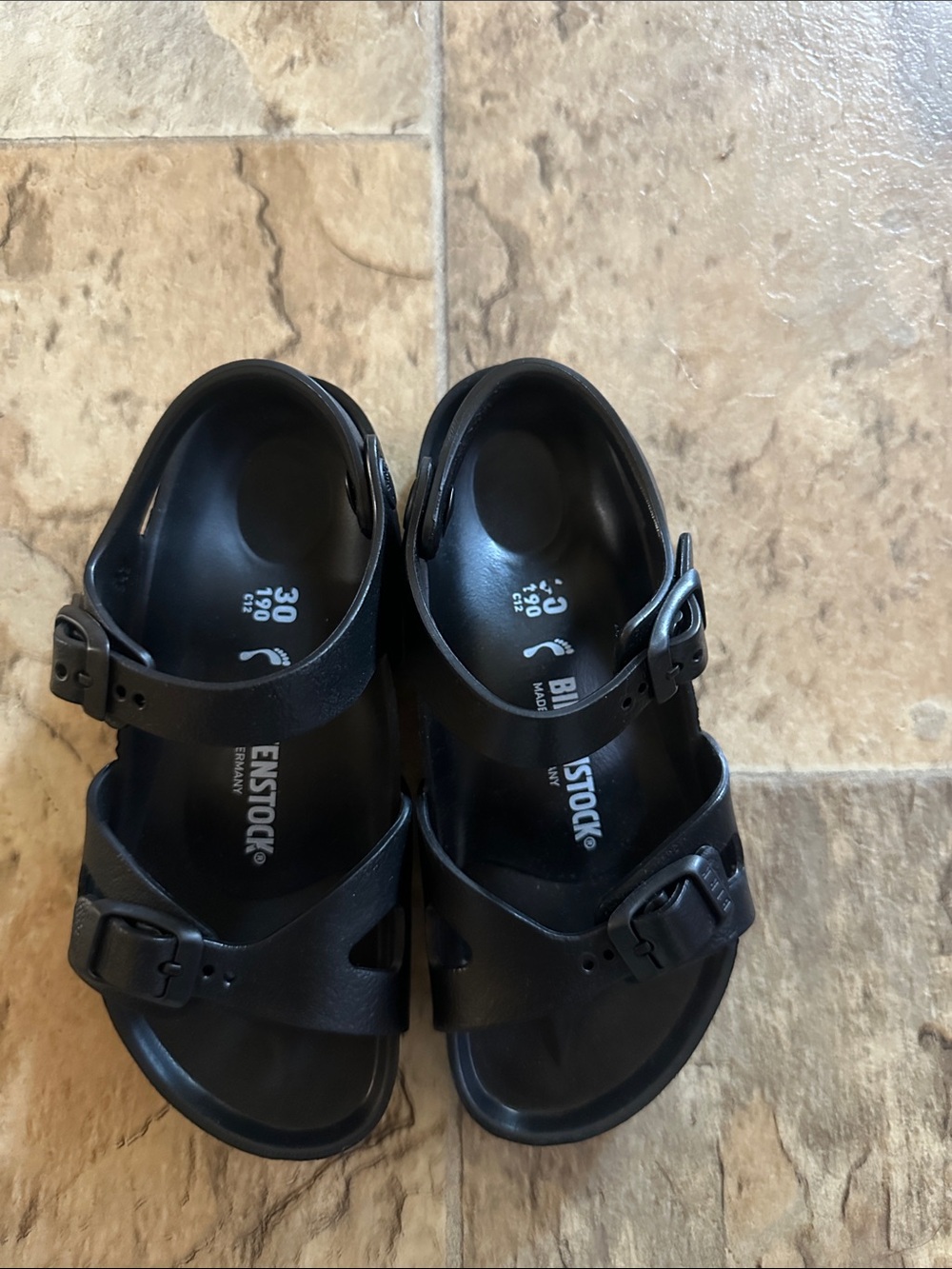 Birkenstock Kids Black Two-Strap Buckle Sandals
